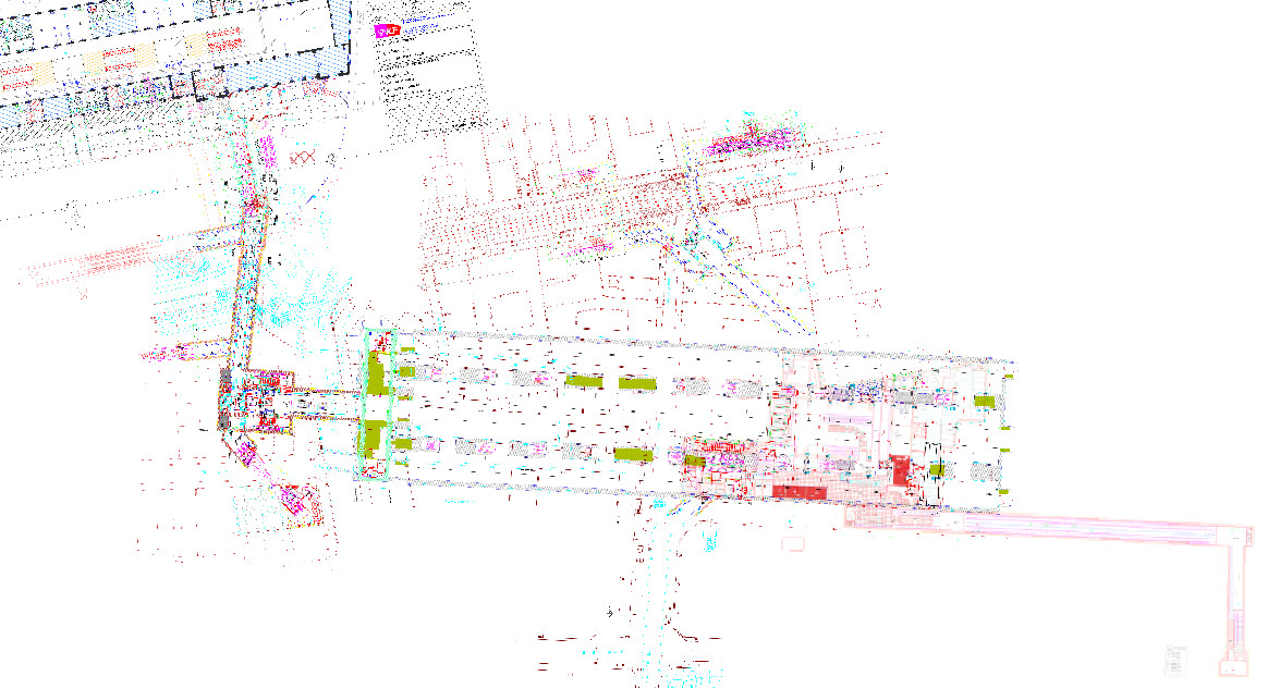 Assemblage des plans d'architectes de la gare souterraine Haussmann Saint-Lazare